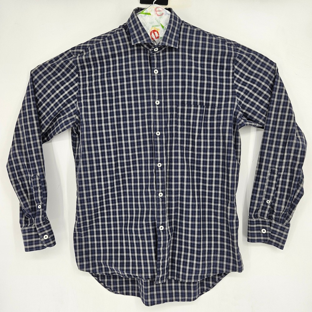 Billy Reid Shirt Mens Medium Plaid Casual Button Up Standard Cut Long Sleeve